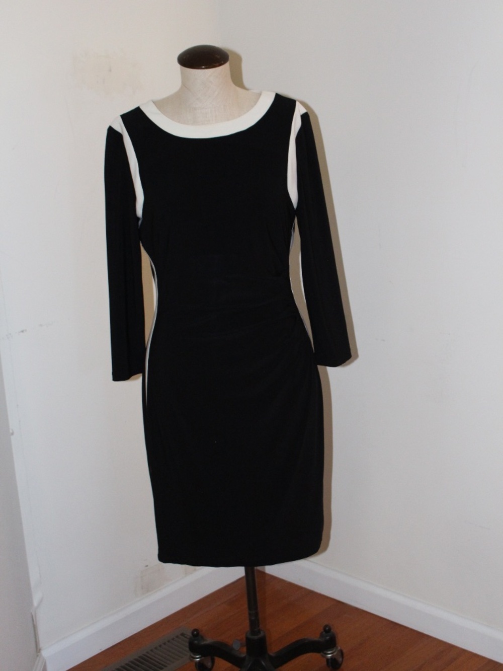 Lauren Ralph Lauren,  Black Dress with White Trim and side ruching